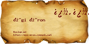 Ági Áron névjegykártya